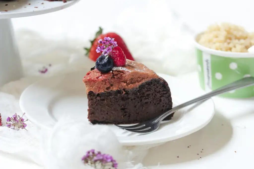 A piece of quinoa cake on a plate