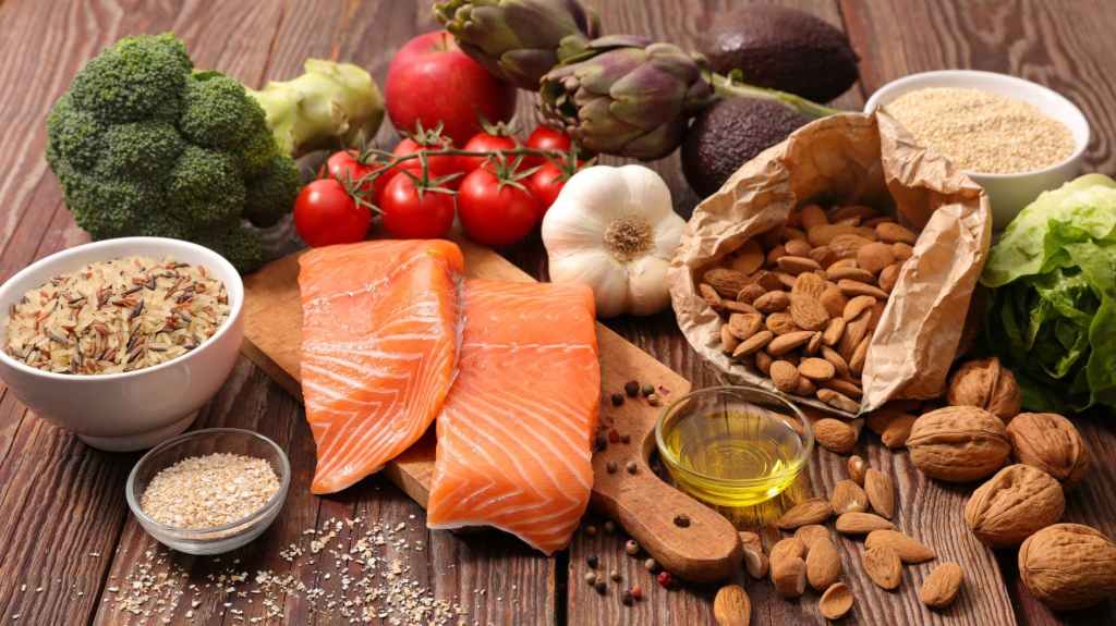 A wide variety of different nutritious foods